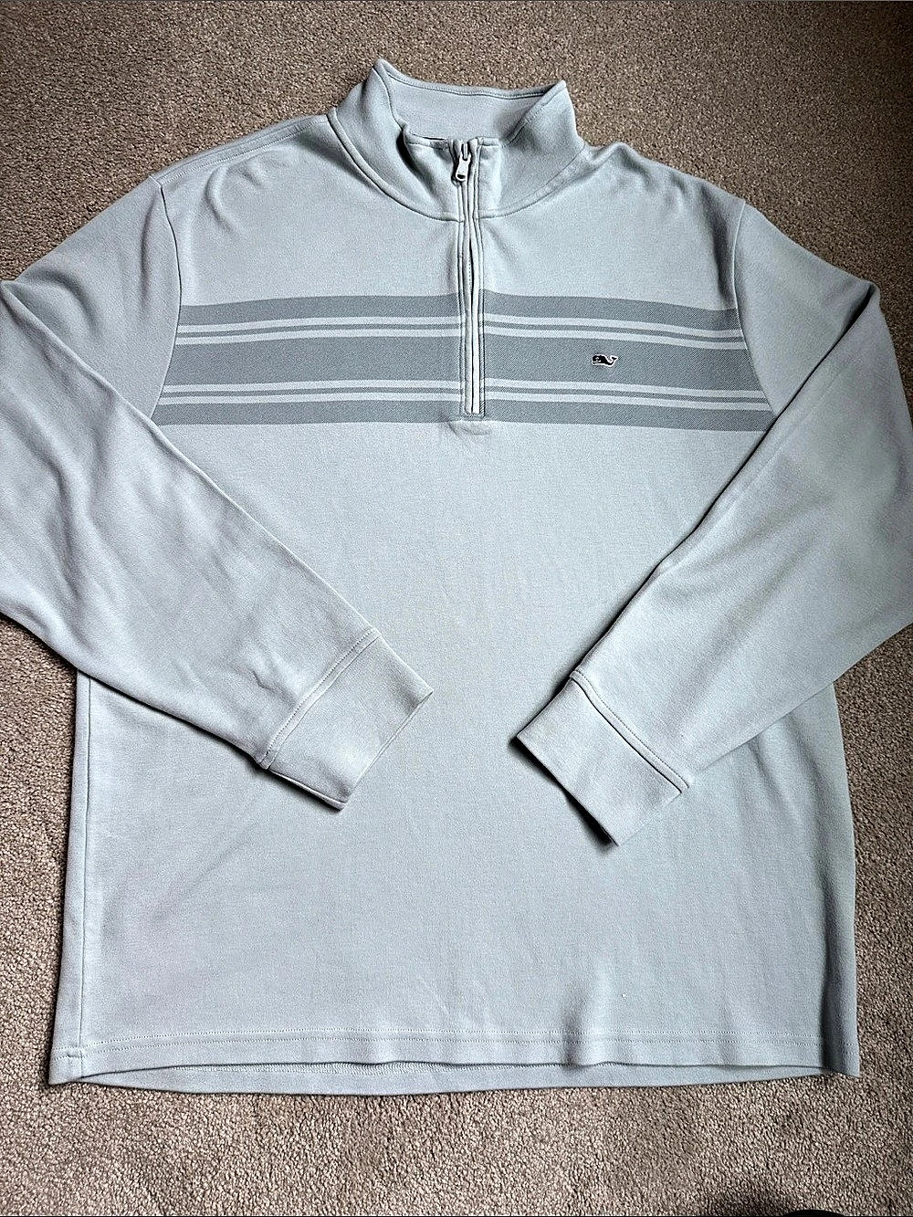 Vineyard Vines Surf Stripe Jersey Half Zip Green XL